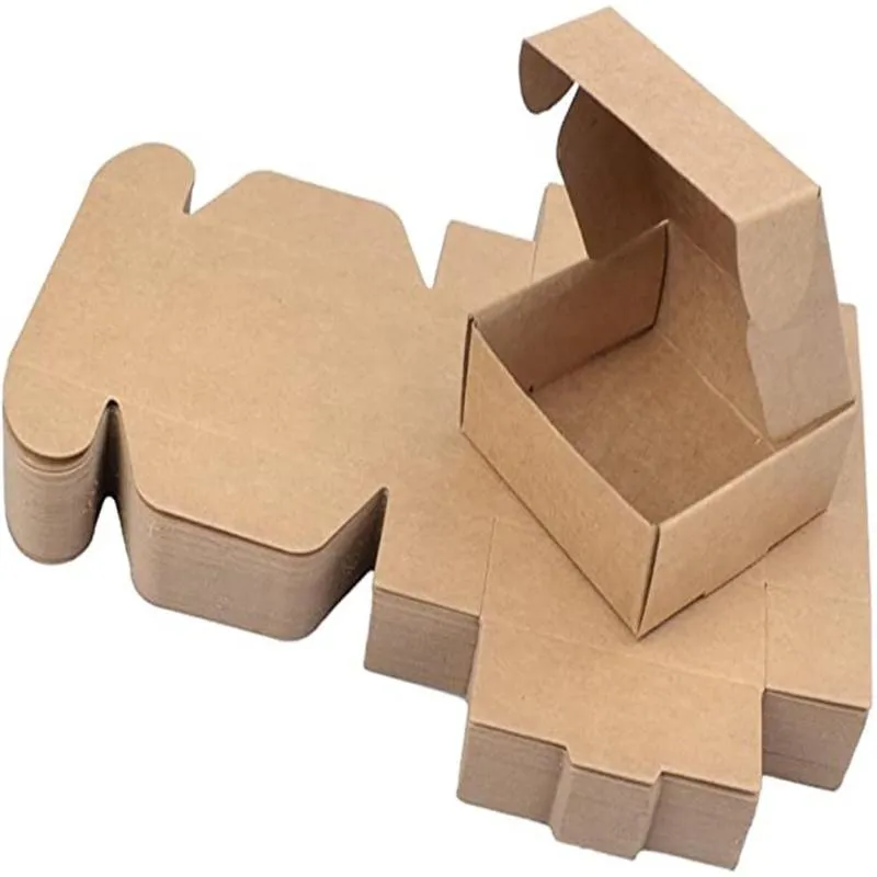 선물 랩 50pcs 스퀘어 크래프트 종이 상자 강력한 재사용 가능한 조립 보석 양초 비누 웨딩 페스티벌 파티를위한 포장 상자