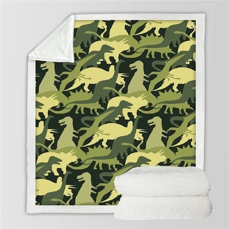 BeddingOutlet Dinosaur Family Couverture pour enfants dessin animé microfibre Jurassique Plux Sherpa Blanchet sur le canapé de lit Boys Liscre 201113