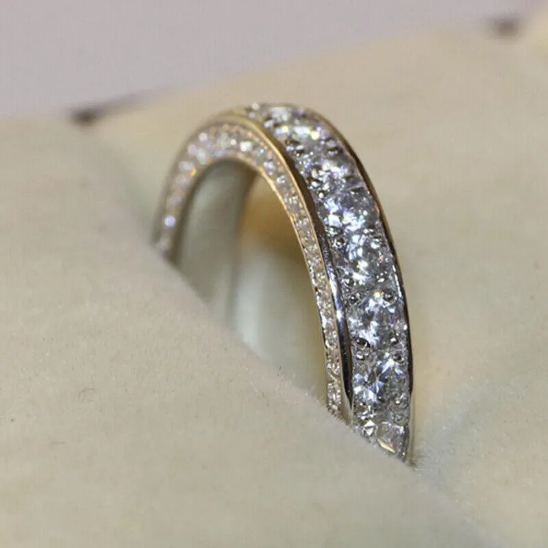 Fedi nuziali eleganti fidanzamento taglia 6-10 zirconi cubici gioielli in argento 925 da donnaNozze