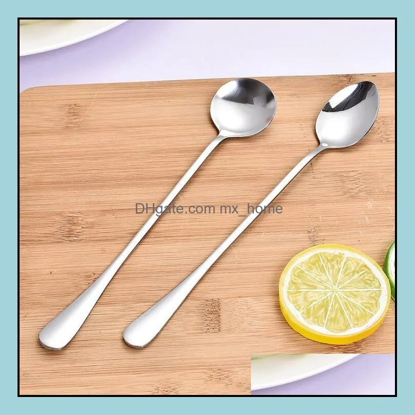 stainless steel long handle spoon coffee latte ice cream soda sundae cocktail scoops zwl252