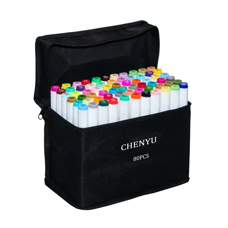 CHENYU 30406080Pcs Couleur Marqueurs Manga Dessin Stylo À Base D'alcool Non Toxique Croquis Huileux Double Brosse Art Fournitures Y200709