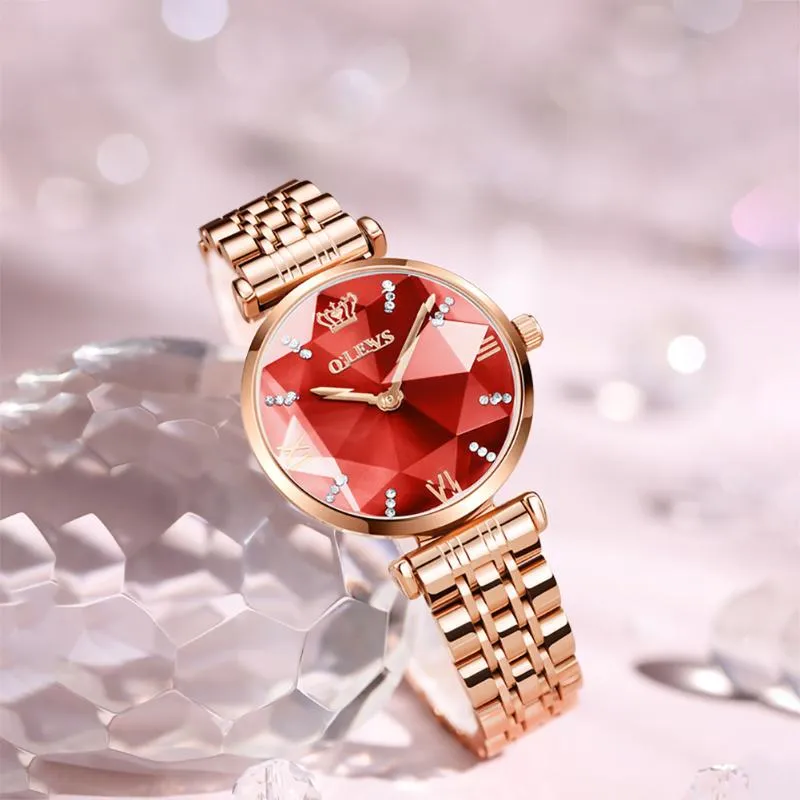 Horloges 2022 Dames Elegant Horloge Rhombus Diamond Dial Quartz Water Resitant Womens Simple Polshorloge
