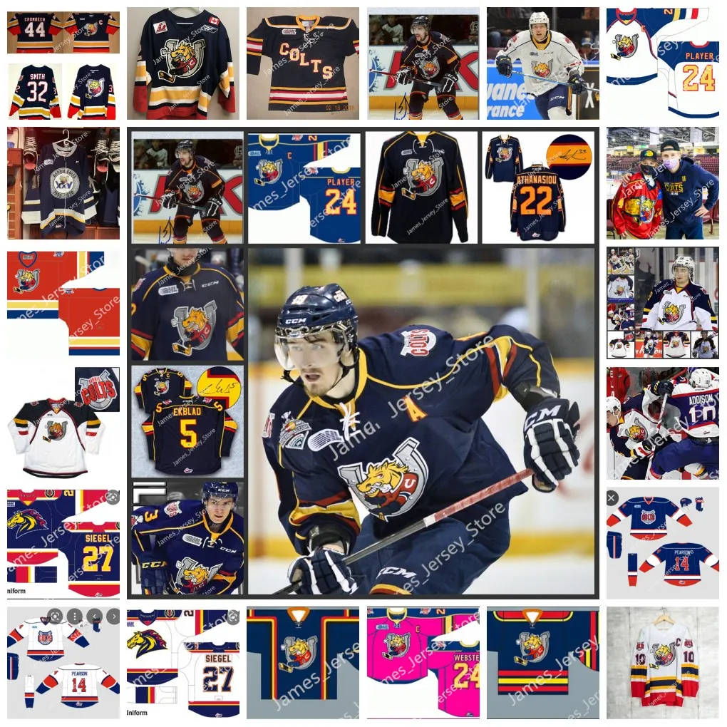 2022 Custom Ohl Barrie Colts Hockey Dersey 15 Jacob Frasca 8 Grayson Tiller 12 Бен Пикелл 57 Мэтью Средл Кевин Ниденц Зак Вигл Владислав Двуреченскии