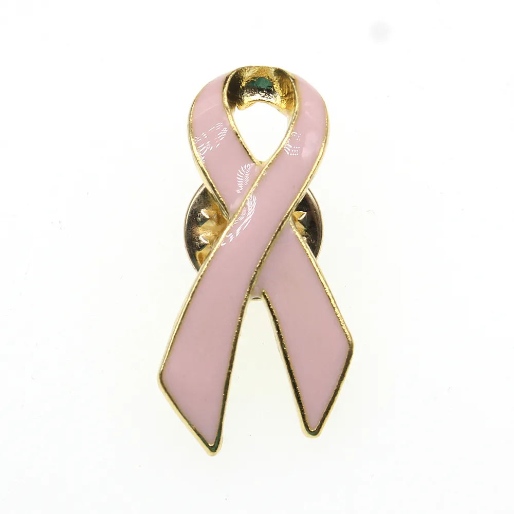 10 pcs / lot Nouvelles broches Rose émail forme de ruban de sein de conscience du cancer du sein épingles de papillon médical pour les accessoires d'infirmière