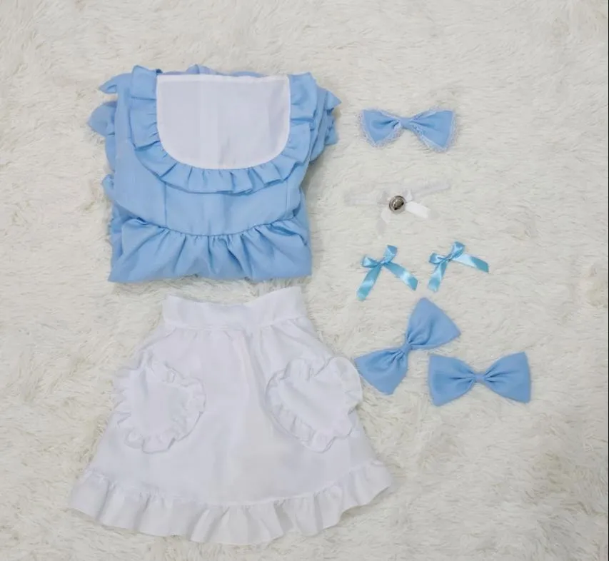 Womens Anime Maid Apron Costume with Headwear and Necklace Set in Blue,  Pink, and Black from Dhgate Anime Costumes - price 25.87