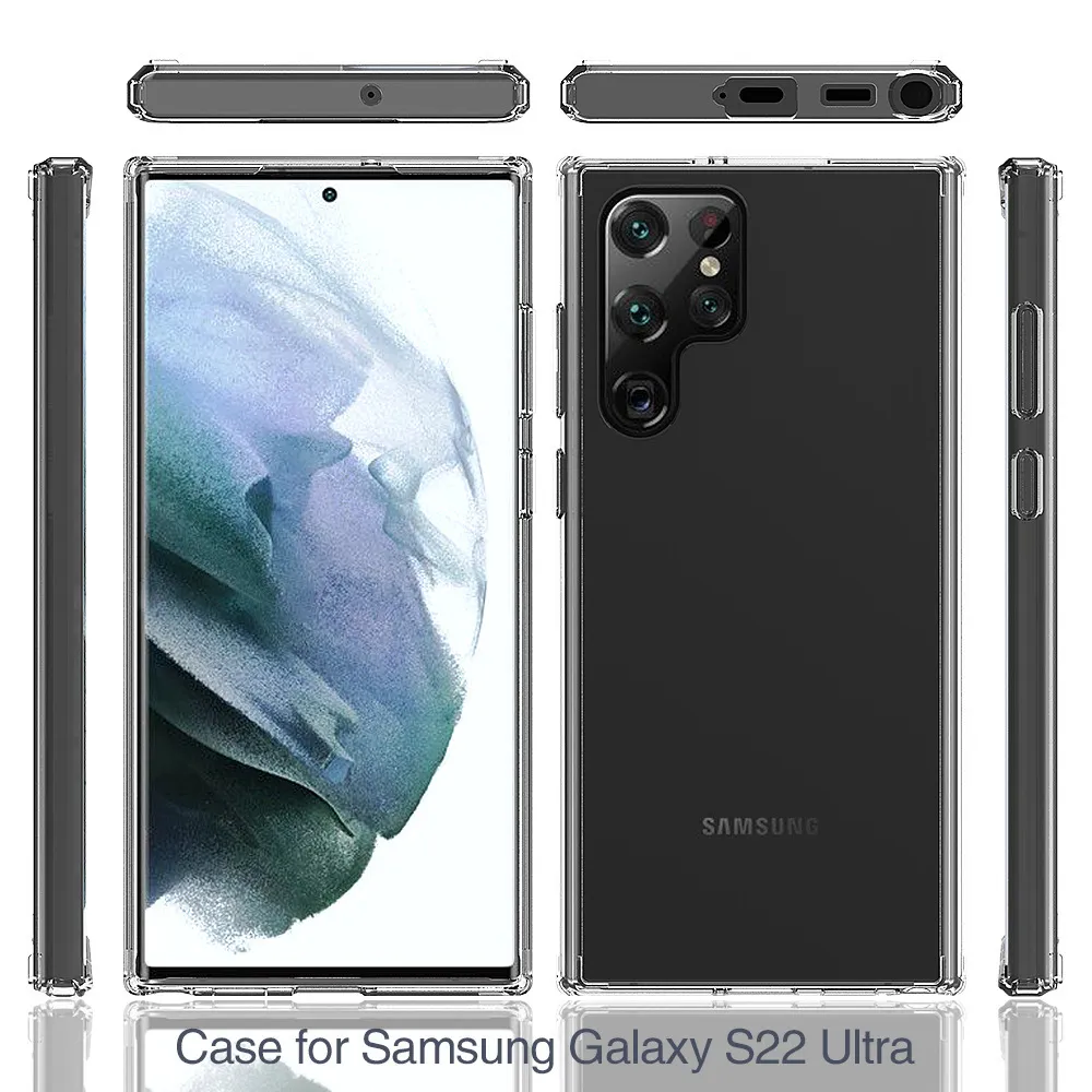 Samsung Galaxy S22のソフトシリコンTPU/PCセルラーケースプラスFundas CAPA Chockproof Clarcal Clear Shell Back Cover Ultra