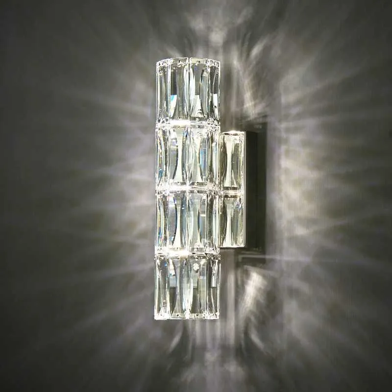 Настенные лампы роскошные хрустальные светодиодные лампы спальни для крытого освещения хромированные стеклянные шкалы светильники