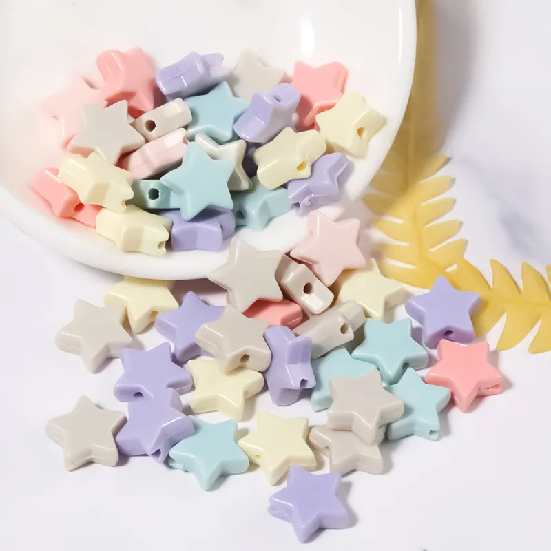100pcs/lot Candy Color Diy Star Loose Bead for Jewelry Bracelets Necklace Hair Ring Making Accessories Crafts Acrylic Kids Star Handmade Beads