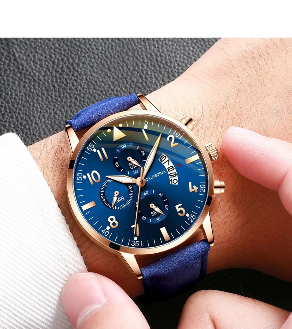 Роскошные кварцевые часы Автоматическая дата набрал кожаный ремень для мужчин 2022 Новый повседневный открытый спортивный часы наручные часы