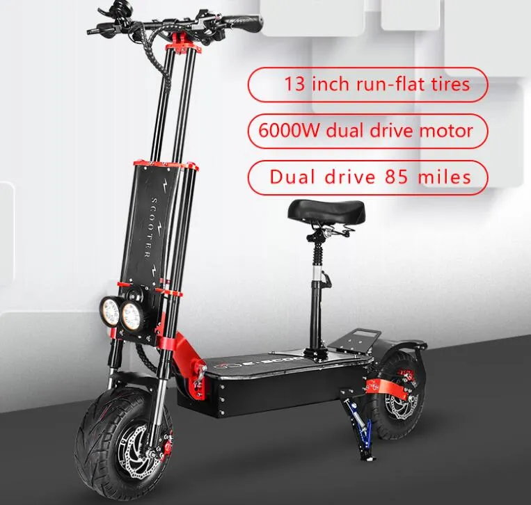 S4 Dual Motor Drive Off-Road met Seat Adult Electric Scooter 13 Inch Off-Road / Road Banden Ondersteuning Europese en Amerikaanse magazijnlevering