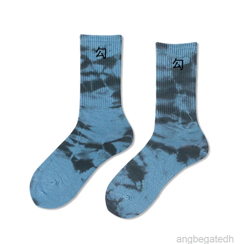 2022 NIEUWE SOCKS ALPHABET SOCKS Big Hook paar Fashion Cotton Socks Tie-Dye Skateboard Running Basketball Men 9b