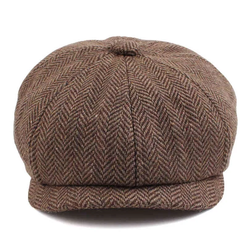 Autunno Inverno Bambino Ragazzi Giornale Venditore Caps Bambino Bambini Outdoor Driver Pet Vintage Tweed Piatto Pageboy Accessori L220728