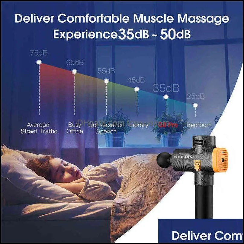 Phoenix a2 Massage Gun Percussion Black Body r Electric Therapy Lcd 4 Heads r MG55008 220125