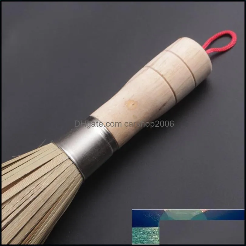 Traditional natural bamboo wok Pan Pot Brush Dish Bowl Washing Cleaning Brush Household Kitchen Cleaning Tools High Quality