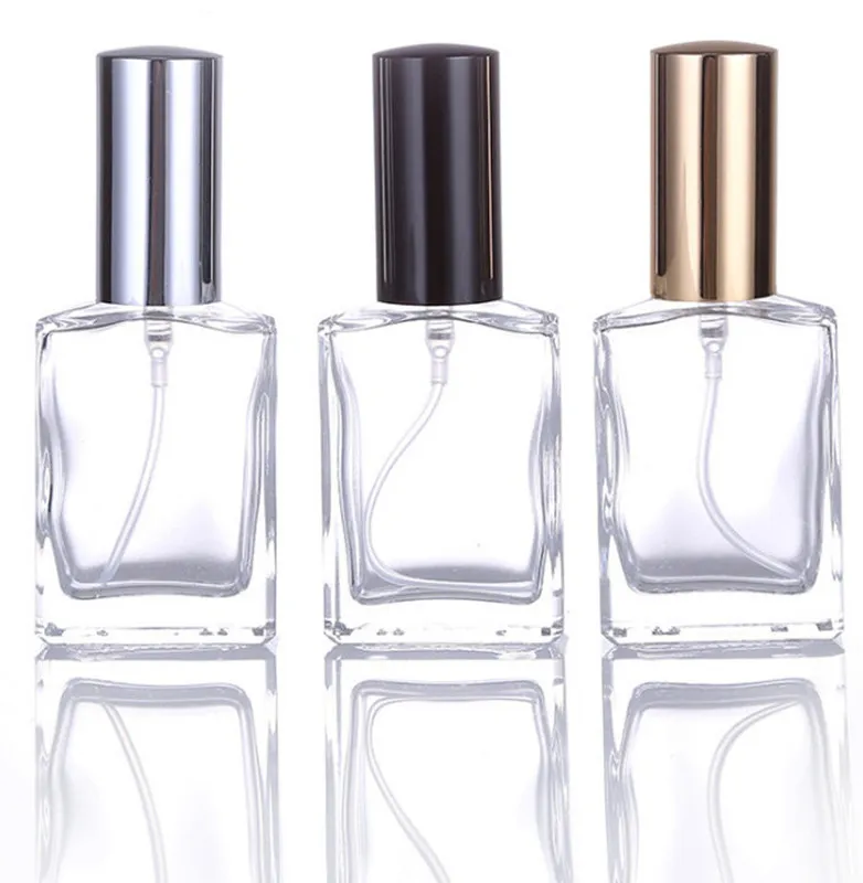 30 ml fyrkantig klart glas parfymflaska rese kosmetisk spray atomisering container tom påfyllbar