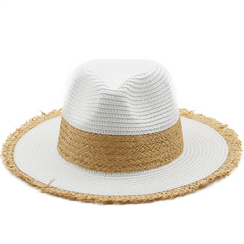 Paper Straw Panama Hat Summer Wide Brim Sun Hats for Women Man Beach Caps UV Protect Men Foldable Fedoras Cap Chapeu