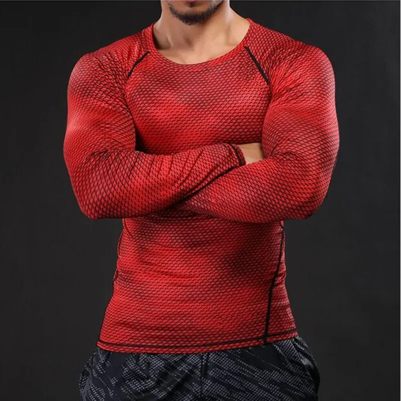 Mens Full Sleeve Compression T Fitness Running Compression Shirt Men