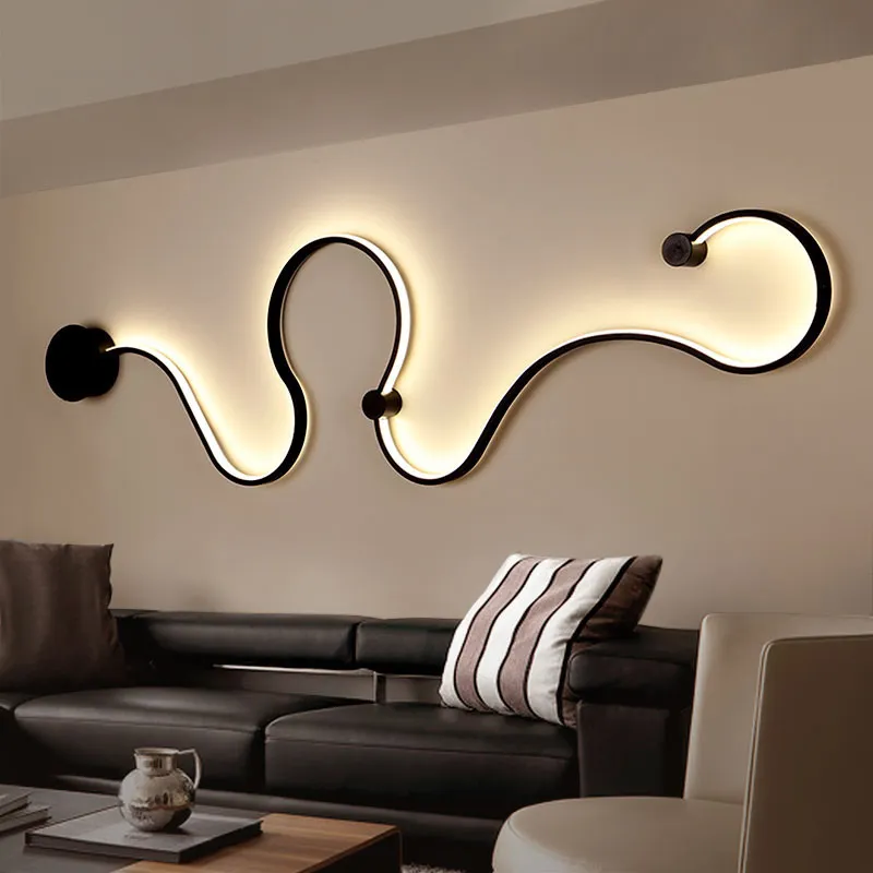 Nouveauté Articles modernes Serpentine Serpentine LED lumières conçoit designs de mur de création Lampe d'éclairage créatif pour la chambre salon de salon Aisle décor