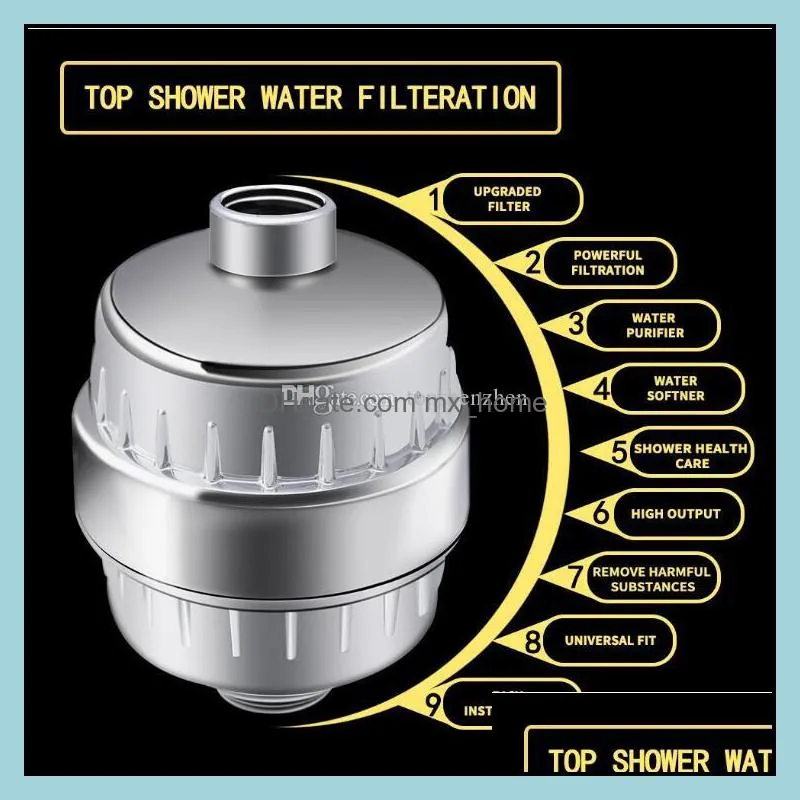 10-15 Stage Shower Filter 2 Replaceable Cartridges Kit Shower Water Filter Removes Chlorine Reduces Flouride Chloramine Filtered Shower