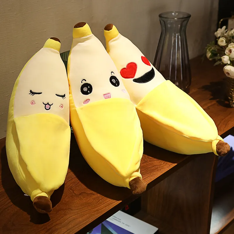 공장 도매 소프트 귀여운 바나나 베개 봉제 장난감 인형 크리 에이 티브 홈 소파 푸릴 쿠션 인형
