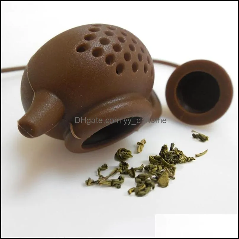 silicone tea infuser teapot shaped reusable teas strainer tools teabag filter diffuser home kitchen accessories 7 colors wq736-wll