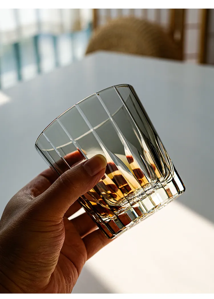 JINZHI Hand Blown Whiskey Glasses Crystal Thick Bottom Rocks Glasses