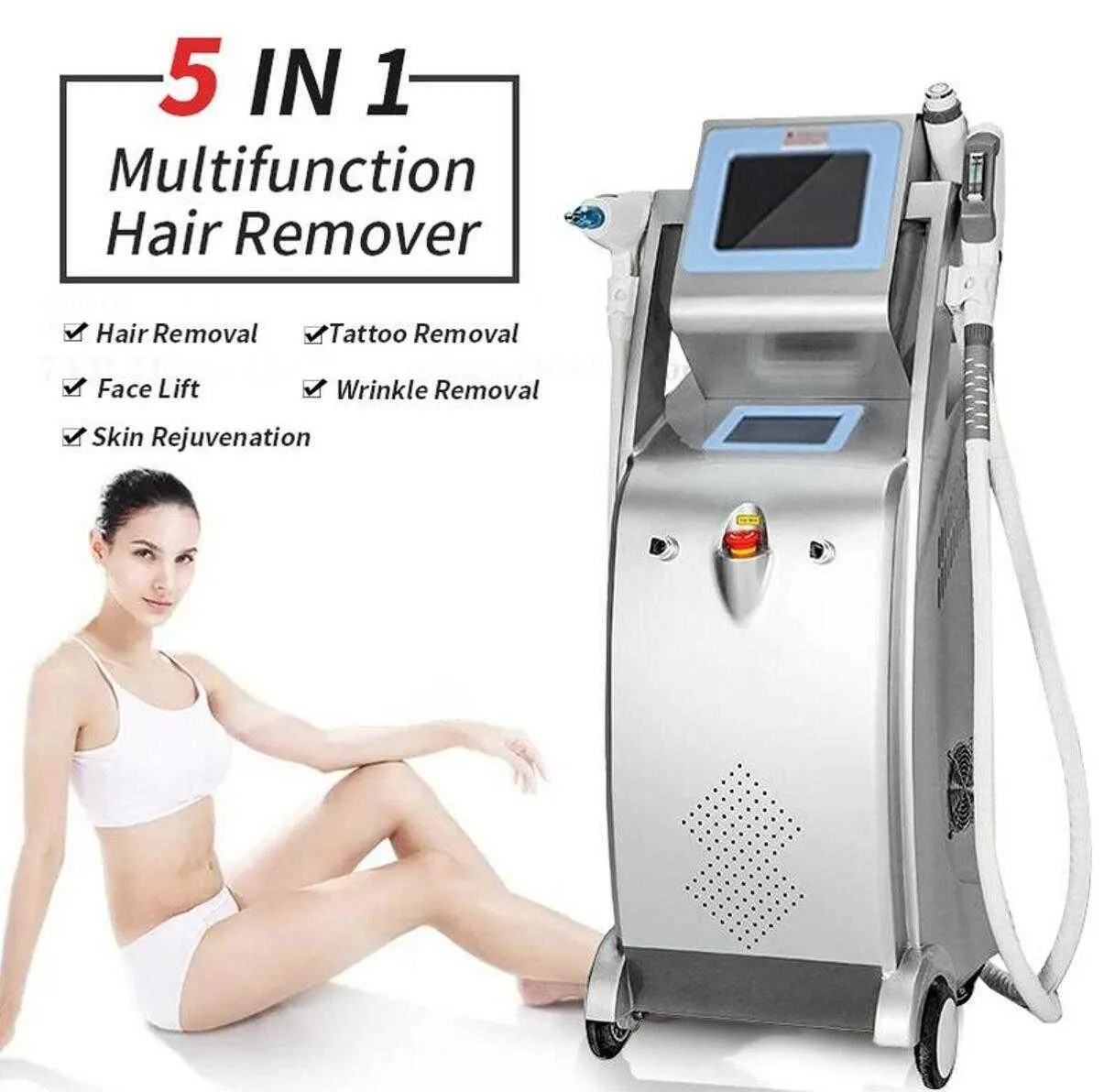 UK light 5 in 1 IPL laser RF face lifting Laser OPT tattoo acne pigmento rughe vascolare rimuovi macchina per il ringiovanimento della pelle