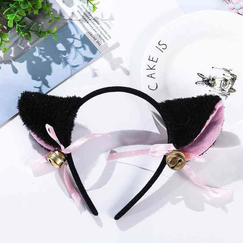 Cat Ears Bells Headbands Plush Fox Ears Bowknot Hairbands Hairpins for Women Girls Hair Hoops Bezel Cosplay Hair Accessories AA220323