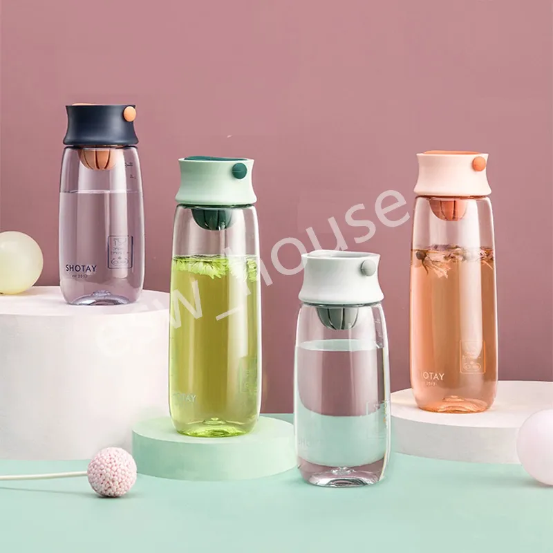 460ml 600ml Plastvattenflaska med Infuser Portable Läcktäta Utomhus Camping Sport Drinkware Flaskor