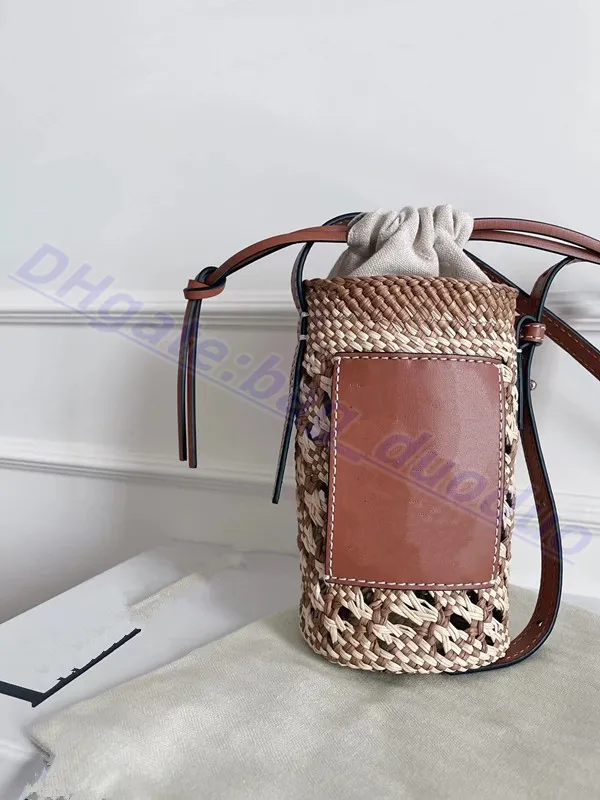 Designer de luxe de haute qualité Sac en cuir véritable Body Cross paille Fourre-tout femme lowes Fourre-tout poches seau sacs à main crochet pochetteHaute qualité6