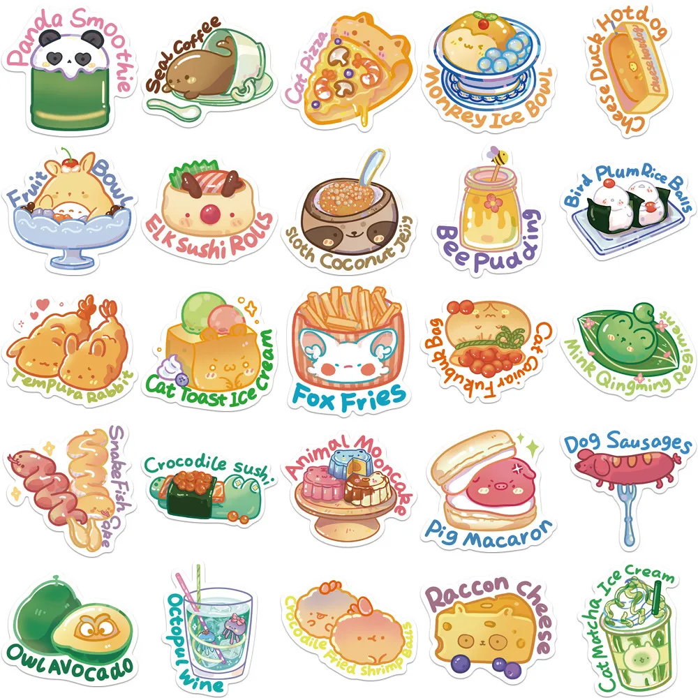 Collection Of Cute Cartoon Food Stickers | Premium AI-generated Vector