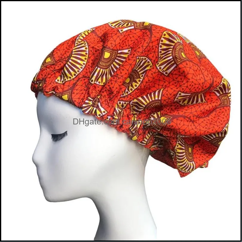 home sleep bonnet for women fashion printed big round hat black women curly hair protection turban