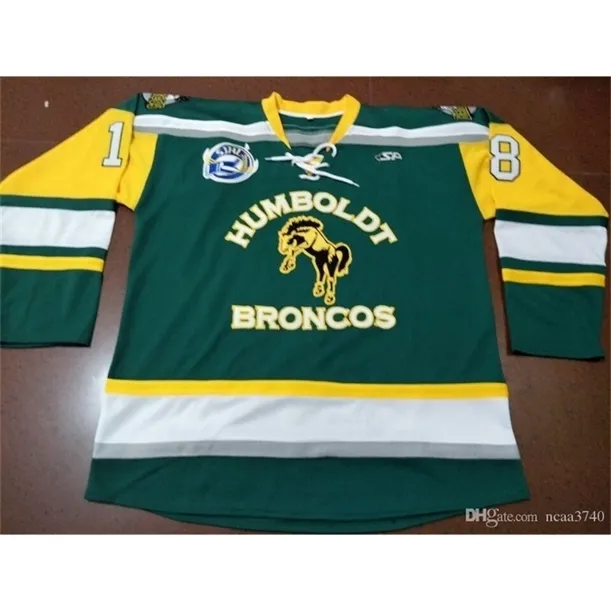 العرف مخصص الرجال الشباب TAGE TRAGE BRONCOS Humboldt Broncos Humboldtstrong # 18 الهوكي جيرسي حجم S-5XL أو مخصص أي اسم أو رقم