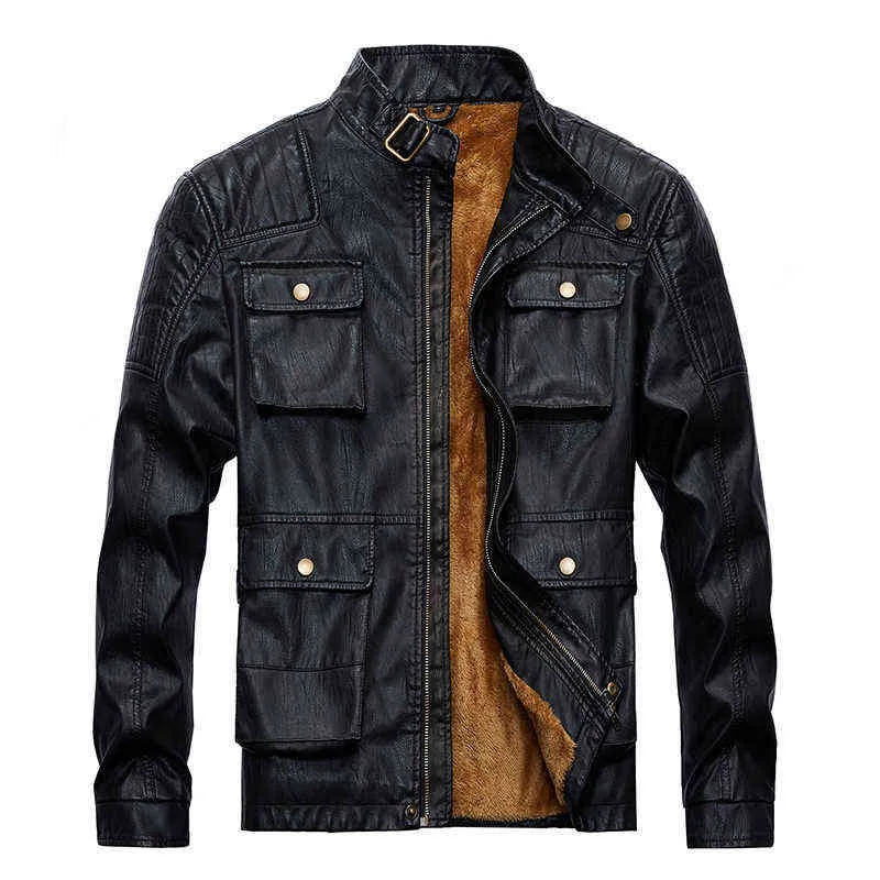 Jaqueta de meninos pretos grossos jaqueta de moto de moto de couro retrô de inverno masculino grande tamanho de couro de faxu macho 3xl 4xl 5xl Top vintage L220725