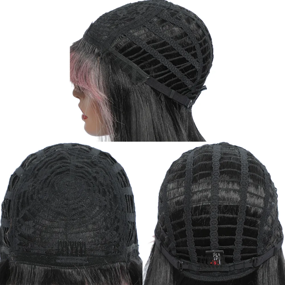 Синтетический парик с челкой длинные прямые парики натуральный черный цвет ежедневный стиль, устойчивый к волосам, для чернокожих женщин -фактов, прямой