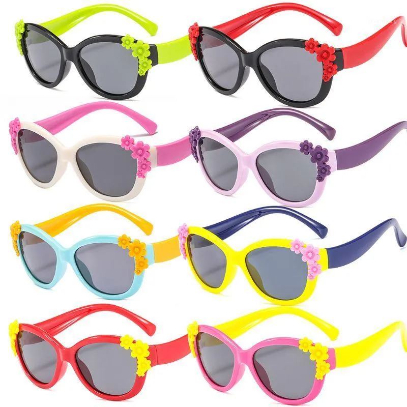 Дети Солнцезащитные очки Мальчики Девочки Дети Силиконовые Безопасные Цветы Поляризованные Солнцезащитные Очки