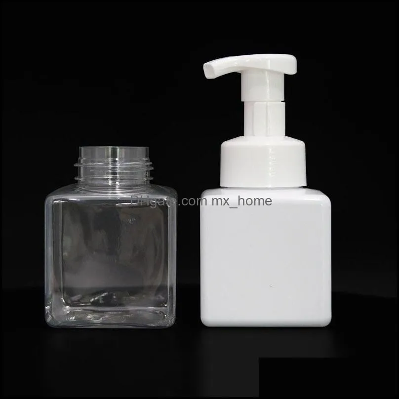 250ml 500ml PET Hand Sanitizer Bottle Clear White Square Foam Pump Bottle for Face Cleansing (Free Fast Sea shipping)