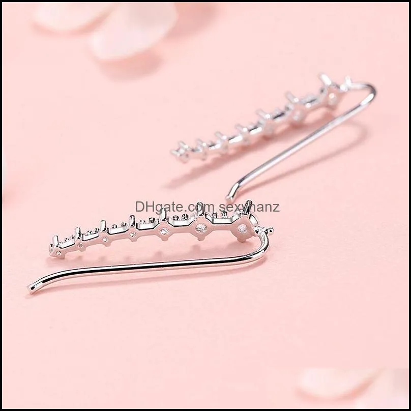 7 crystals ear cuffs hoop climber cubic zirconia earrings u type ear clips for women girls valentine`s day jewelry gift-z