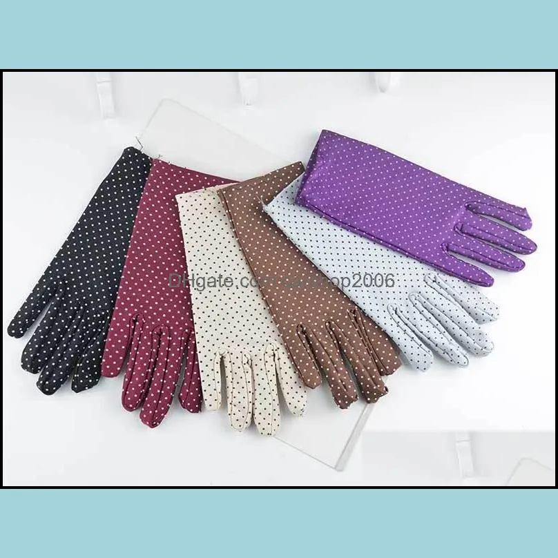 Women Gloves Fashion Summer Spring Thin Dot Anti-UV Short Driving High Elastic Etiquette Glove