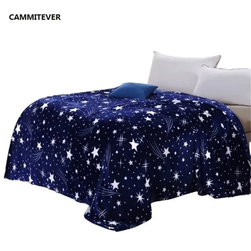 Camitever Stars Galaxy Flannel Flannel Fleeme Fleeme Dofa Drows Весенние зимние клетки Печать Печать Одеяло 201113