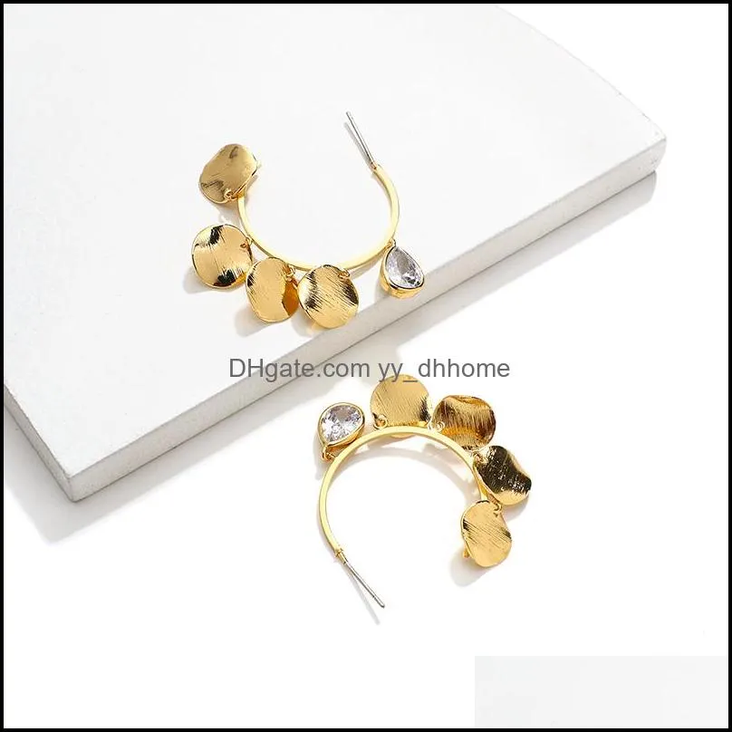 Colorful Metal Flower Tassel Hoop Earring for Women Fashion Personality Round Pendant C Shape Hoop Earrings