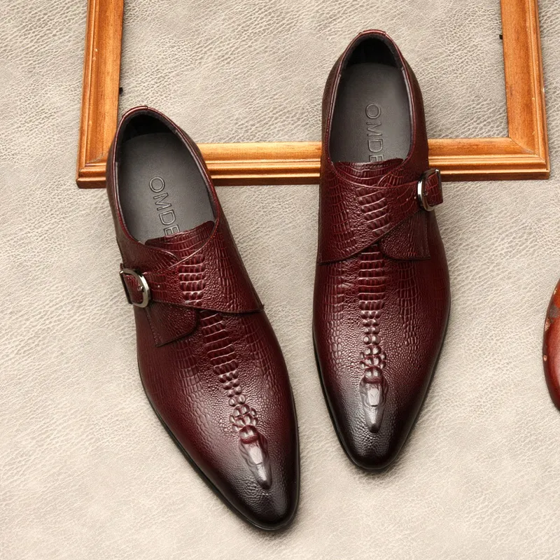 Modello Montegranaro – Handmade Italian Red Leather Oxford Dress Shoes For Men – Cowhide Smooth Leather Lace-Up