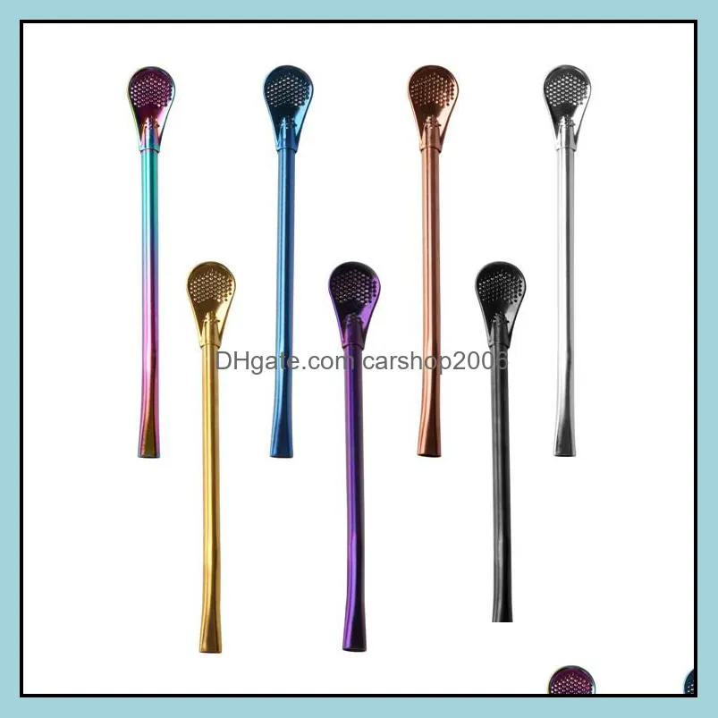 colored straw mate 15.5cm filter straw spoon straw stainless steel 304 tea drinking bombilla barware