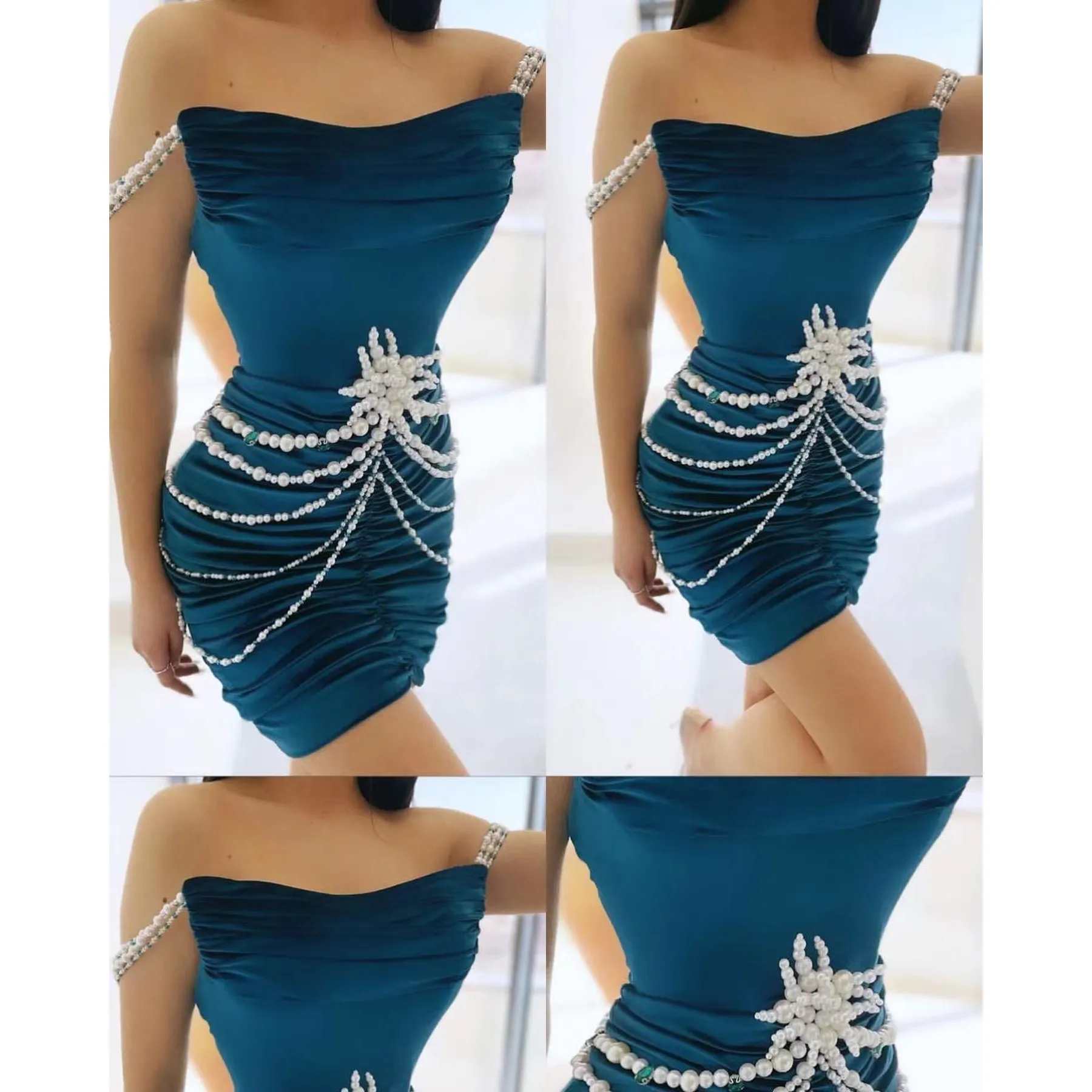 새로운 섹시 칵테일 드레스 2022 Strapless Sleeveless Short Mini Length 여성 나이트 클럽 가운 맞춤형 로브 드 소어 족 여성