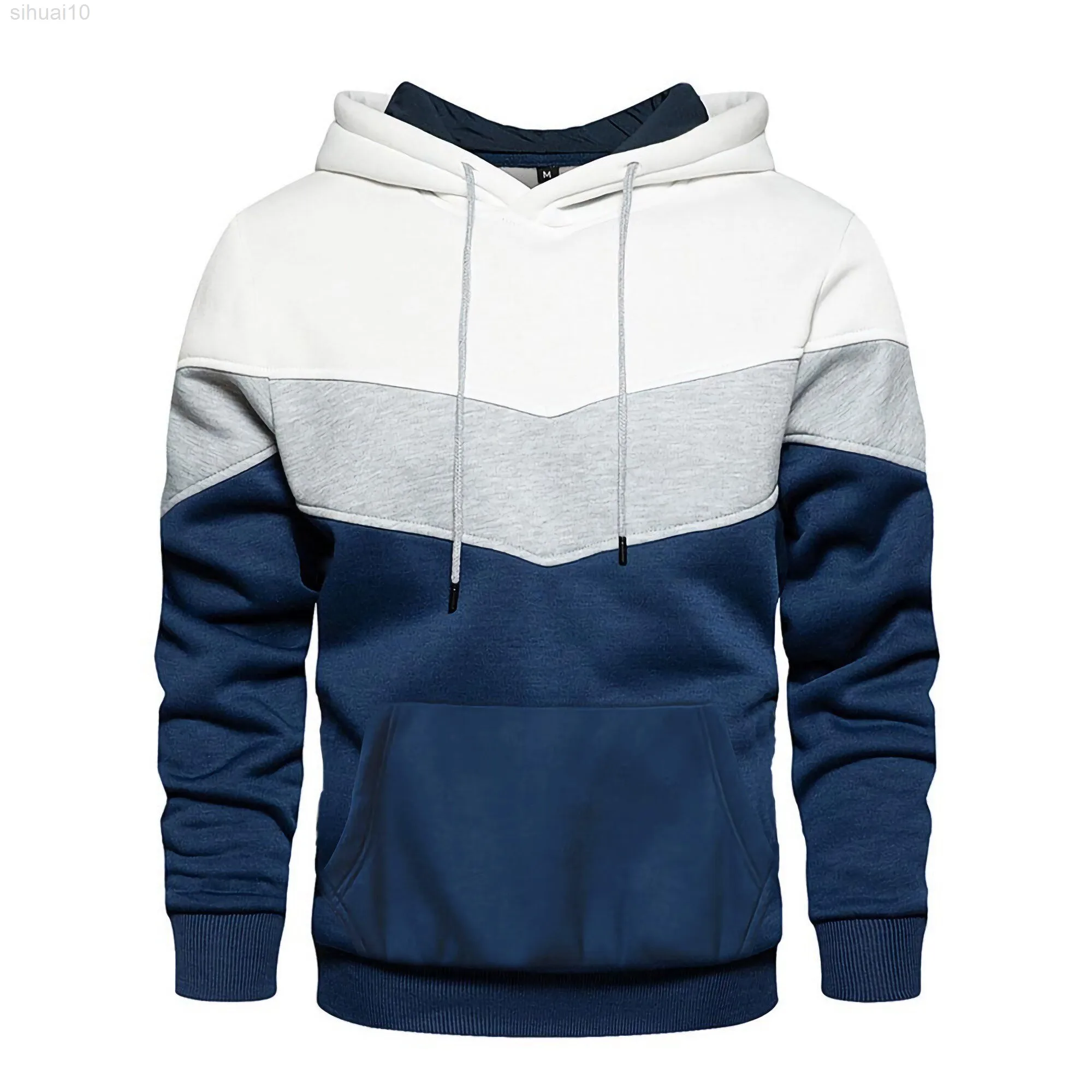 Läge Mannen Truien kontrast Kleur Strepen Trui Nieuwigheid Fleece Hoodie Casual Sweatshirts Met Pocket Sport Lange Mouw Top L220730