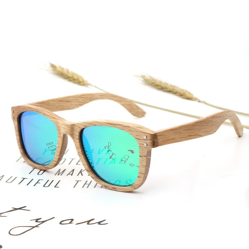 나무 프레임 선글라스 가방 트윈 빔 둥근 안경 브랜드 디자이너 금속 프레임 음영 태양 안경
