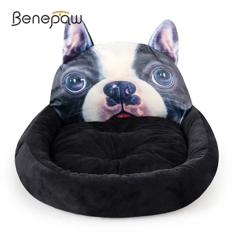 Sofá -cama de bulldog francês Benepraw 3D Cão de cama lavável para luxuos