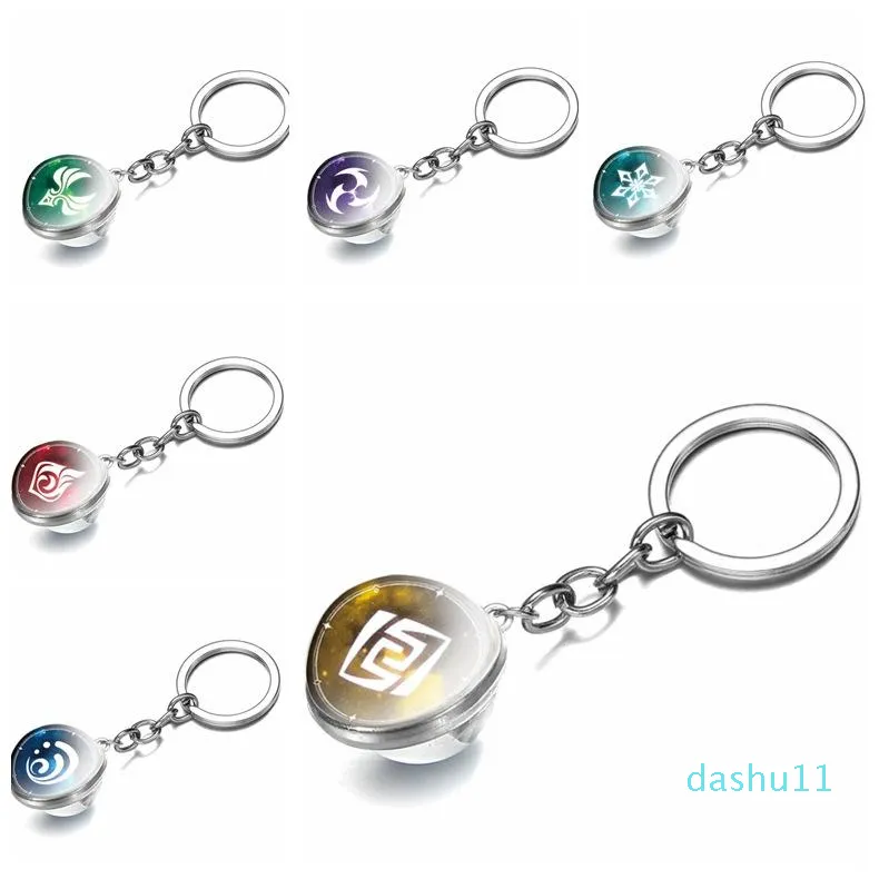 Nyckelringar genshin påverkar män bil charm väska hänge anime cosplay Guds ögonnyckelring för kvinnors tillbehör söta presentkeychainKeychains