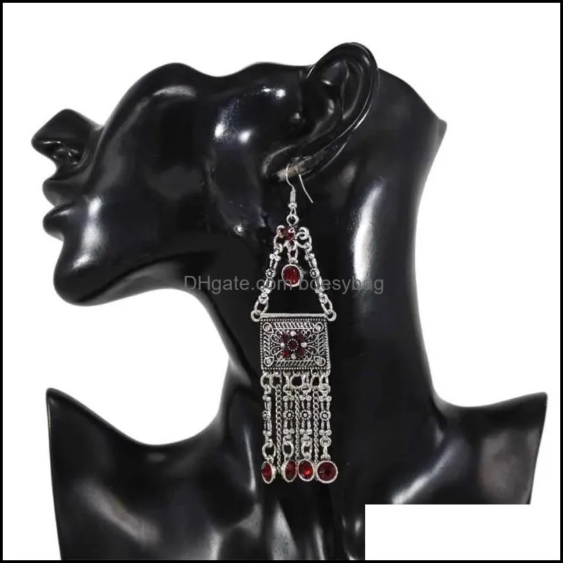 dangle & chandelier bohemian vintage rhinestone long tassel drop earrings for women hanging piercing jewelry gypsy afghan giftdangle