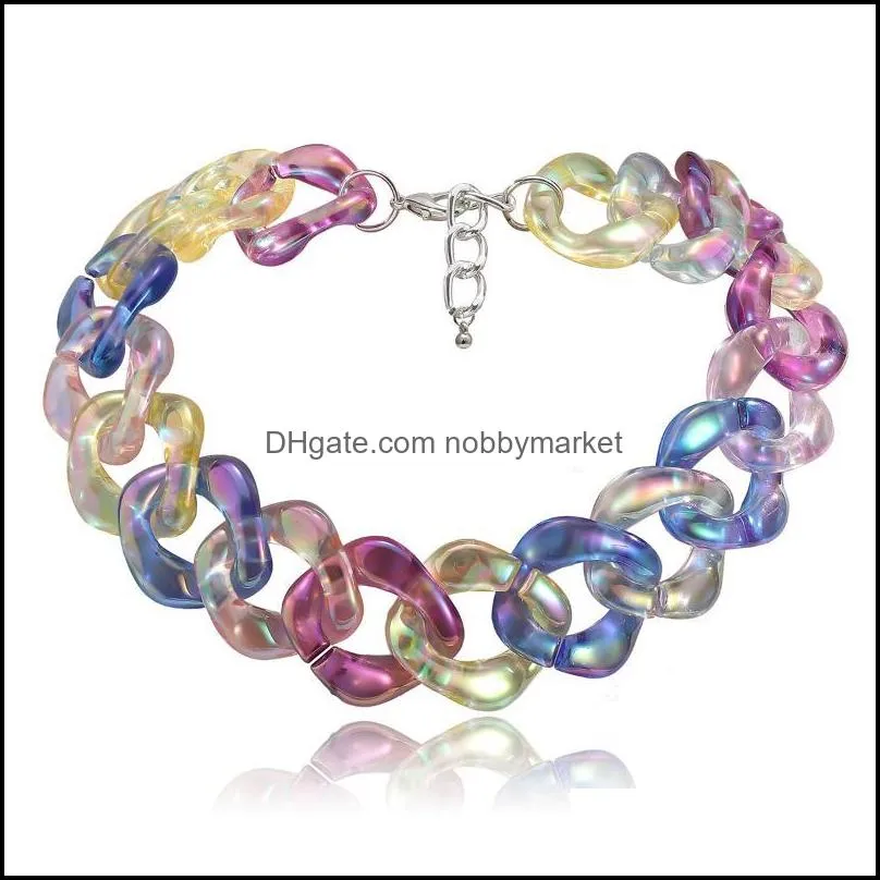 Chains Hip Hop Jewelry Rainbow Acrylic Chain Necklace Choker Collar For Women Girls Fashion